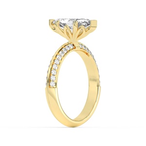 Bague de fiançailles solitaire en or jaune 14 carats plaqué or avec diamant de laboratoire taille princesse certifié IGI, alliance de mariage - Product Image 1