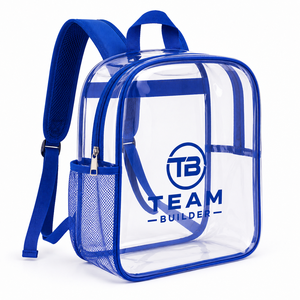 Sac à dos en PVC transparent personnalisé en gros |   Sac à dos scolaire transparent pour le sport avec poche latérale en mesh et impression de logo |   20-36L Imperméable - Product Image 2