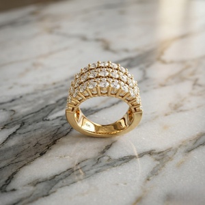 3.10CTW Round Cut Prong Set Multi Row <b>Statement</b> <b>Ring</b> - Product Image 3