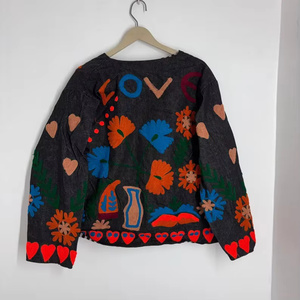Handmade Velvet Suzani Bomber <b>Jacket</b> | Bohemian Women's Autumn/Winter <b>Reversible</b> Vintage Hand-Embroidered Eco-Friendly Cotton - Product Image 3