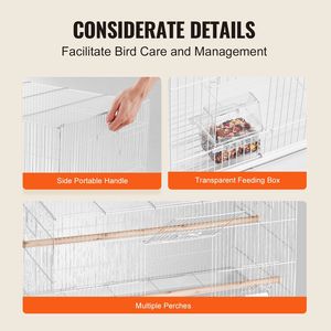 Jaula apilable de 30 pulgadas para pájaros pequeños: loros, canarios, cacatúas, agapornis, pinzones, periquitos, conures, guacamayos ¡y más! - Product Image 6