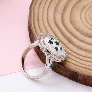 Women's <b>Ring</b> Natural <b>Emerald</b> Gemstone & Real Diamond May Month Birthstone 925 Solid Sterling <b>Silver</b> Birthday Jewelry Wholesale - Product Image 3