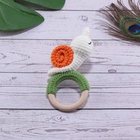 Sonajeros de Madera de Algodón para Bebé Hechos a Mano, Pulsera de Animales de Dibujos Animados, Campana de Mano, Muñeco Relajante, Juguetes Promocionales