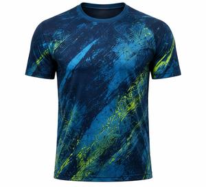 T-shirt personnalisé pour homme à manches courtes, col rond, impression par sublimation, imprimé abstrait, séchage rapide, tricoté en polyester, coupe ajustée, style sportif - Product Image 2