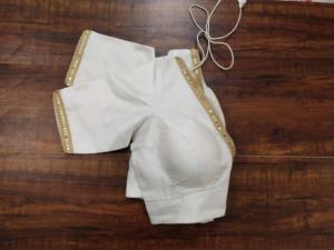 White V Neck 100% Silk Polyester Woven Elegant Saree Blouse Short Sleeve Crop <b>Top</b> Designer Autumn Winter <b>Wedding</b> Blouse - Product Image 3