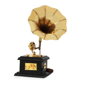 Gramófono Cuadrado de Latón Estilo Vintage, Decoración Ecológica de Estilo Antiguo, Fonógrafo Decorativo para Sala de Estar y Mesa del Hogar - Product Image 1