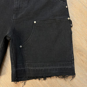 Pantalones Cortos al por Mayor: Fabricación Personalizada con Logo, Doble Rodilla, Vaqueros Negros, Estilo Carpintero, Desgastados, Holgados, Jorts para Hombre con Bordado - Product Image 3