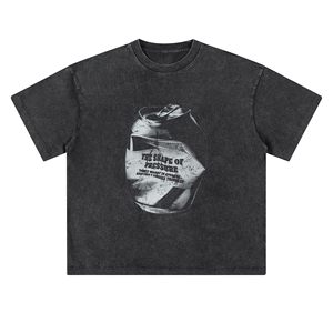 Camiseta Oversize de Algodón Lavado para Hombre, Manga Corta, Hombros Caídos, Estilo Urbano Casual, Ajuste Holgado - Product Image 1