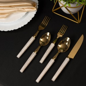 Stylish Dining Cutlery <b>Set</b> With Resin Handle Stainless Steel <b>Flatware</b> <b>Set</b> for Kitchen Table Modern Design Durable Utensils Gift - Product Image 2