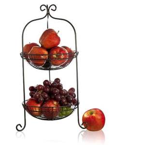 Cesta de Frutas Metálica Negra con Recubrimiento en Polvo, Elegante, Hecha a Mano, Venta al Por Mayor Directa de Fábrica a Bajo Precio, para Mesa - Product Image 1