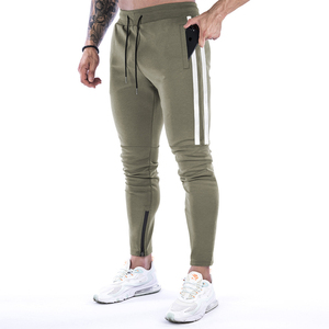 Men's <b>Slim</b> Fit <b>Jogger</b> Sweat Pants Cotton Polyester Training Trousers Side Stripe Gym Running Fitness Track Pants Zipper Hem - Product Image 5