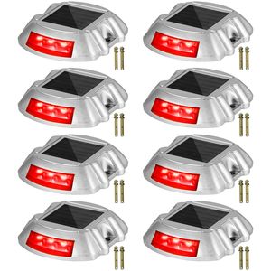 Paquete de 8 Luces Solares para Terraza, Luces Impermeables para Caminos con Interruptor, Luces Inalámbricas para Entradas y Muelles, 6 LED por Unidad - Product Image 1