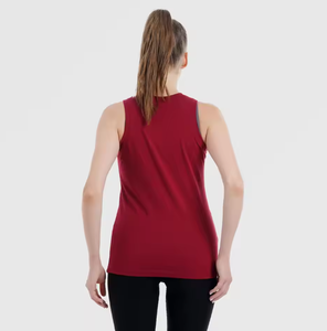 Camiseta sin mangas roja para mujer, con logo personalizado, de algodón liso, corte ajustado, informal, para verano, al por mayor - Product Image 2