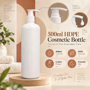 ขวดโลชั่น HDPE แบบเติมได้ |   ขวดปั๊มพลาสติกขนาด 500 มล. สำหรับผลิตภัณฑ์ดูแลผิว เครื่องสำอาง ผลิตภัณฑ์ดูแลส่วนบุคคล ผลิตภัณฑ์ความงาม และการดูแลประจำวัน - Product Image 5