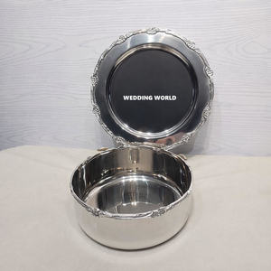 Bol à chocolat décoratif en métal, forme ronde, design luxueux, nouvelle arrivée, pour Ramadan en Arabie Saoudite et à Dubaï - Product Image 3