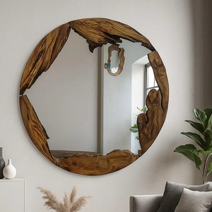 Espejo de Pared de Madera Estilo Provincial Francés, Elegante Espejo de Pared de Madera para Decoración de Estilo Antiguo, Espejo Colgante al por Mayor - Product Image 5