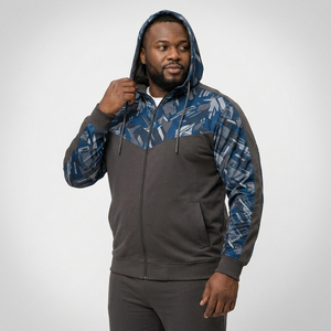Wholesale Men Plus Size Hooded <b>Jacket</b> Custom Printed Zipper Hoodies Men Eco-Friendly Hooded Zipper Sportswear Terry Track Hoodie - Product Image 3