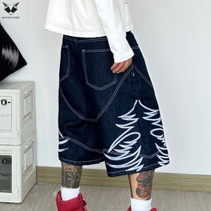Servicios OEM Profesionales, Shorts de Mezclilla Personalizados con Costuras en Contraste, Estilo Urbano para Hombre, Hip Hop, Holgados - Product Image 6