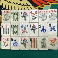 Tuiles de Mahjong américaines en acrylique blanc nacré, ensemble de 160 pièces avec motifs décoratifs pour jeux de société et tables de Mahjong à domicile