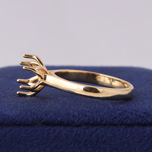 Anillo de compromiso vintage de oro de 10K con diseño de flor de tulipán y cesta de pétalos tipo catedral - Product Image 3