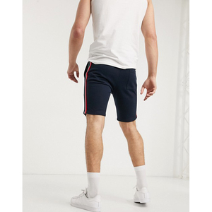 Pantalones Cortos Bermuda de Algodón Azul Marino para Hombre con Cintura Ajustable con Cordón y Raya Lateral, Ropa Casual - Product Image 2
