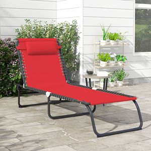 Sdraio Pieghevole a 4 Posizioni con Rete Traspirante per Patio, Giardino, Piscina, Colore Rosso Vino, per Uso Esterno e a Bordo Piscina - Product Image 2