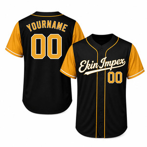 Uniformes de baseball personnalisés en maille respirante à séchage rapide, vêtements de sport imprimés par transfert thermique, rayures fines, logo personnalisé brodé pour hommes - Product Image 1