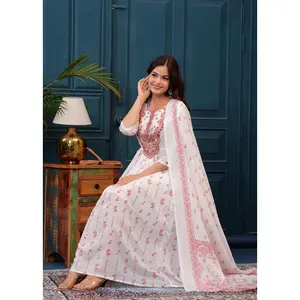 ชุดราตรี Anarkali ปักลายสำหรับผู้หญิงชุดราตรียาวแบบเต็มตัวชุดราตรียาวงานปักลายแบบดั้งเดิม Dupatta - Product Image 2