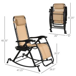 Sdraio a Gravità Zero Beige con Poggiatesta Ergonomico Reclinabile, Vassoio e Supporto per Telefono - Product Image 3