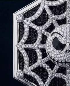 Colgante Hexagonal de Plata de Ley 925 con Diseño de Calavera y Telaraña, Estilo Hip Hop, con Incrustaciones de Moissanita Blanca y Negra, Micro Pavé, Joyería Unisex de Moda - Product Image 3