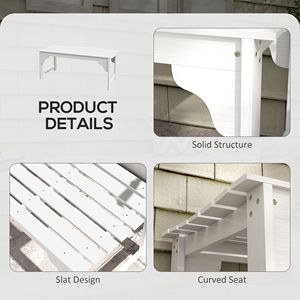 Per Outsunny panca in legno bianco a doghe di Design per la schiena esterna per il parco anteriore portico giardino giardino giardino sul ponte a bordo piscina Patio - Product Image 5