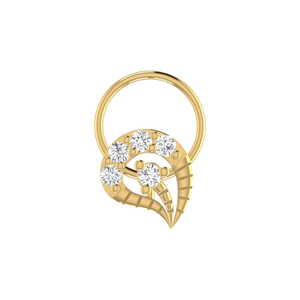 AJRETAIL 14K <b>Gold</b> Floral & Paisley-Shaped Design 0.1ct Natural Diamond <b>Nose</b> Pin - Product Image 1
