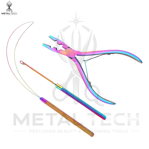 Herramientas Esenciales para la Instalación de Extensiones de Cabello Salon Pro: Alicates de Crimpado de Acero Inoxidable Color Arcoíris, Enhebrador de Extensiones, Estuche de Almacenamiento - Product Image 2