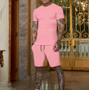 2025 été hommes T-shirt ensemble 2 pièces vêtements de sport costume sport Fitness marque personnalisée imprimé à manches courtes deux pièces Shorts ensemble hommes - Product Image 2