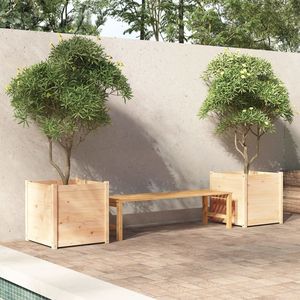 2 pezzi fioriere da giardino in legno massello 23.6 "x 23.6" x 23.6 "per vasi e fioriere - Product Image 1