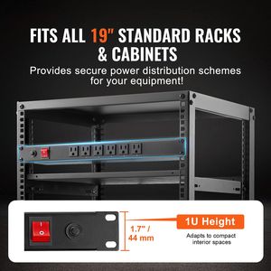 PDU 1U con 12 Prese, Striscia di Alimentazione WiFi per Rack di Rete da 19 Pollici, Switch Integrato e Protezione da Sovratensioni - Product Image 2