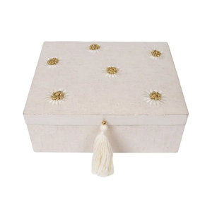 Floral Beaded Jewelry <b>Box</b> Square Elegant Style with Lids for Jewellery <b>Storage</b> - Product Image 2
