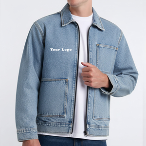Hot Selling 100% Cotton 14 OZ Fabric Zip Up Closure Front Pocket <b>Denim</b> <b>Jacket</b> For Men Casual Wear Heavyweight Jeans <b>Jacket</b> - Product Image 1