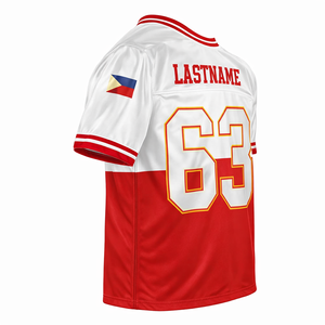 Camiseta de Fútbol Personalizada con Bandera, Cuello en V, Manga Corta, Transpirable, Poliéster, Impresión Sublimada, Número 63, Talla Adulto - Product Image 3