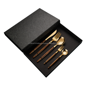 Modern and Elegant Design Heavy Wood Handle 5 Piece <b>Flatware</b> <b>Set</b> for Restaurant - Product Image 1