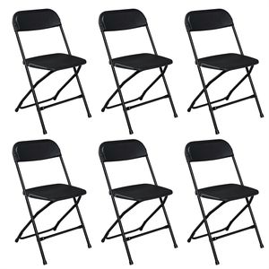 Collezione Classica da Giardino: Set di 6 Sedie Pieghevoli in Plastica Nera con Stampaggio a Iniezione - Product Image 1