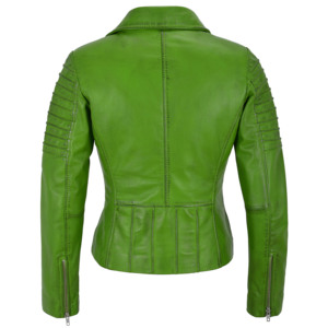 Chaqueta de Motociclista Personalizada para Mujer, de Cuero Napa Genuino Suave, Acolchada, Corte Ajustado, Cierres YKK, Bajo MOQ, Fabricante Mayorista - Product Image 3