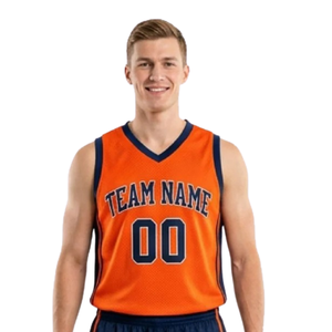 Ensemble d'uniformes de basket-ball classiques pour adultes, maillot sans manches à col en V, short décontracté avec bordure latérale, nom et numéro du joueur, 100% coton - Product Image 3