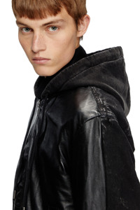 <b>Men's</b> Black Hooded Bomber <b>Jacket</b> Regular Fit Windproof Zipper Front Pockets Casual Autumn Wear - Product Image 4