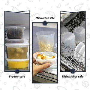 กล่องเก็บอาหารพลาสติก PP ดีไซน์ทันสมัย ขนาด 32/16/8 ออนซ์ ปลอดสาร BPA ป้องกันการรั่วซึม ใช้กับไมโครเวฟได้ แช่แข็งได้ เหมาะสำหรับเตรียมอาหาร - Product Image 3