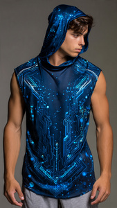 Hoodie sans manches de football en sublimation pour homme, en polaire polyester/coton, coupe oversize, pour les ligues sportives - Product Image 6