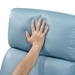 Poltrona Reclinabile in Legno Massello con Movimento Girevole, Rivestimento in Pelle Blu, Arredamento di Lusso per Soggiorno - Product Image 5