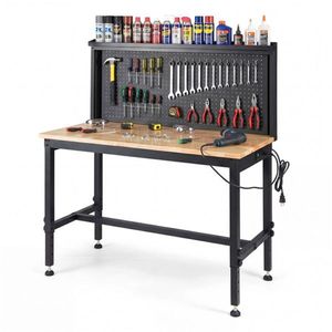 Banco da Lavoro a 7 Livelli per Carichi Pesanti, Capacità 2000 libbre, Larghezza 48 pollici, Presa Multipla da 2000W, Altezza Regolabile - Product Image 1