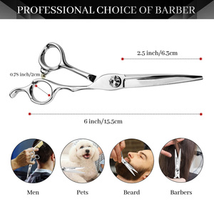 Custom Logo Salon Barbershop Thinning <b>Shears</b> Japan 440c Teeth Flat Scissors Barber Scissors a Set - Product Image 3