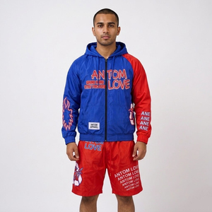 Conjunto de Chaqueta Cortavientos y Pantalones Cortos Deportivos Personalizados para Hombre, Traje Deportivo de Dos Piezas con Estampado por Sublimación en Nailon - Product Image 6
